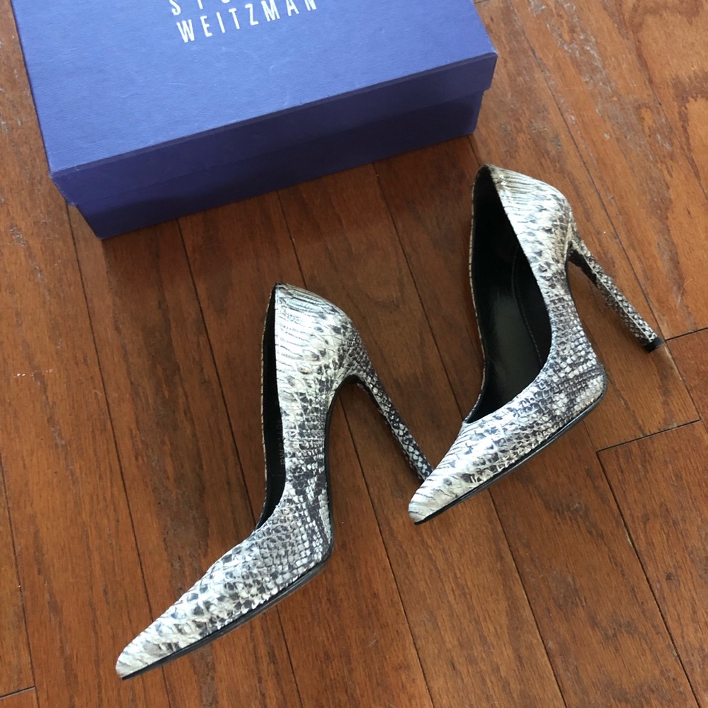 Stuart Weitzman Queen Metal Tipped Python Pumps, 8 - image 4